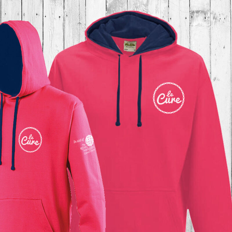 Embroidered Posh Hoodie - Two Tone Pink & Navy Thumbnail